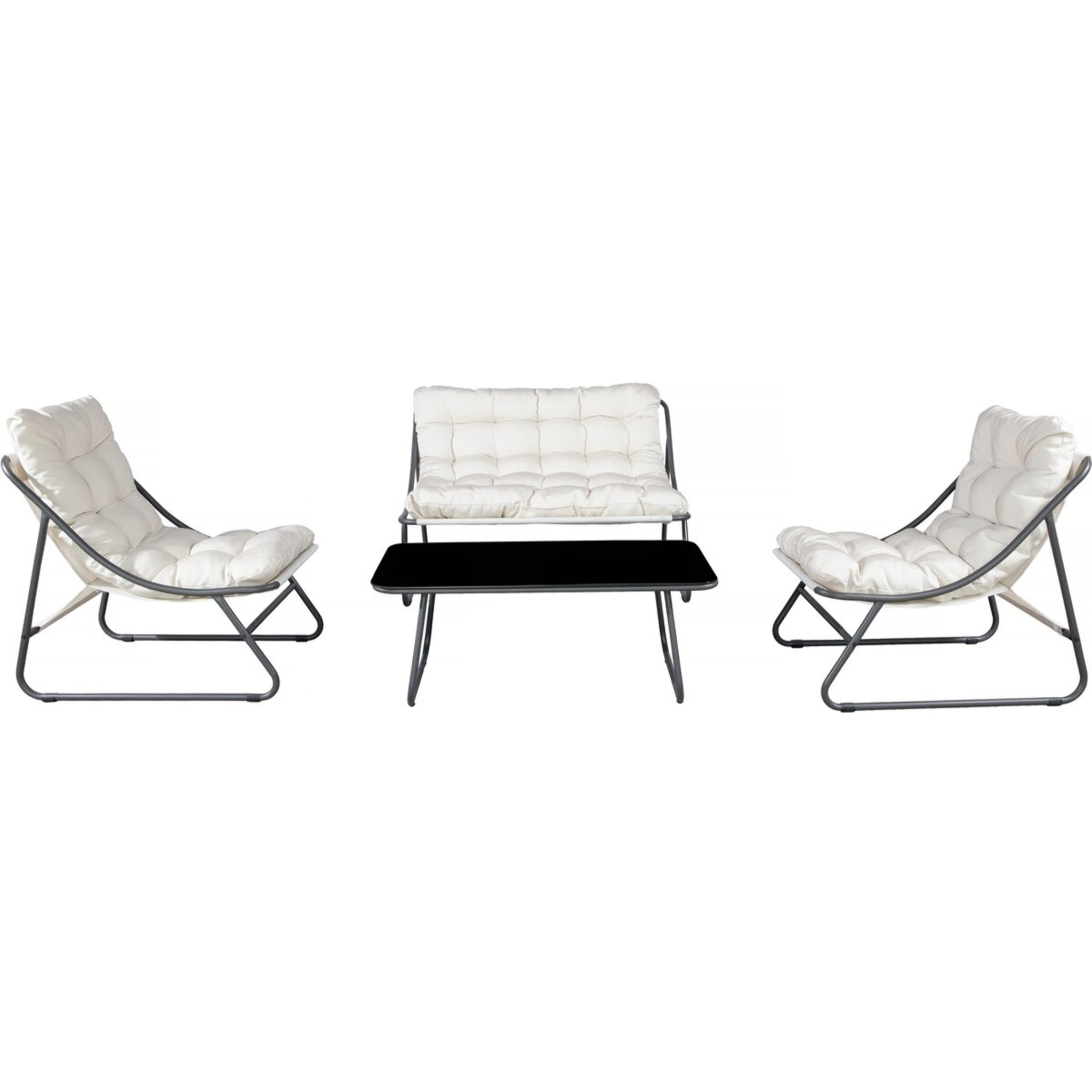 Salon de jardin en métal avec coussins "Aria" - 4 places - Beige