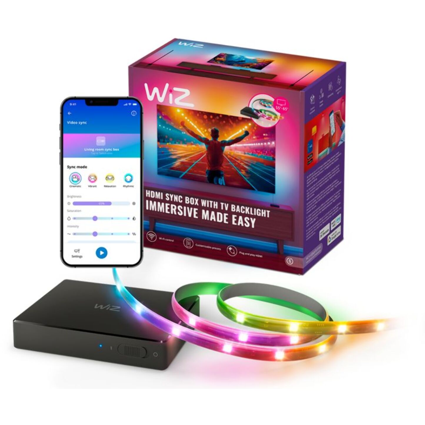 Boîtier de synchronisation WIZ HDMI Sync box+Lightstrip 55 à 65''