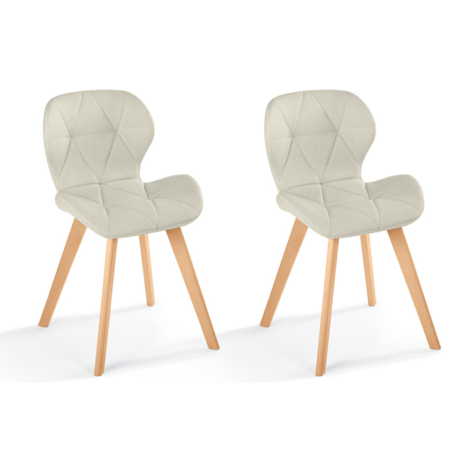 Chaises Gatsby en tissu beige et pieds bois - lot de 2