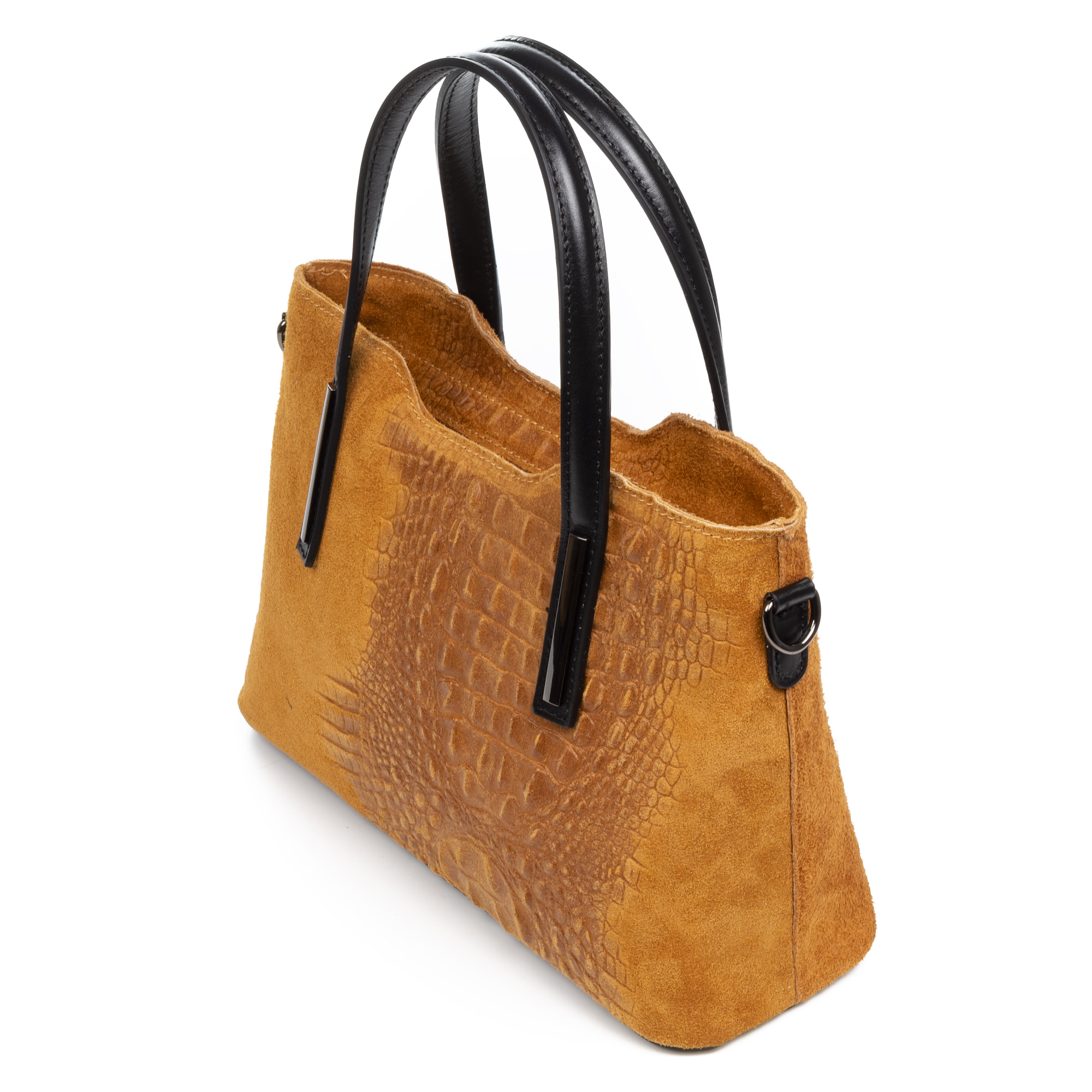 Fiesole bolso tote mujer. Piel auténtica Gamuza grabado cocodrilo.