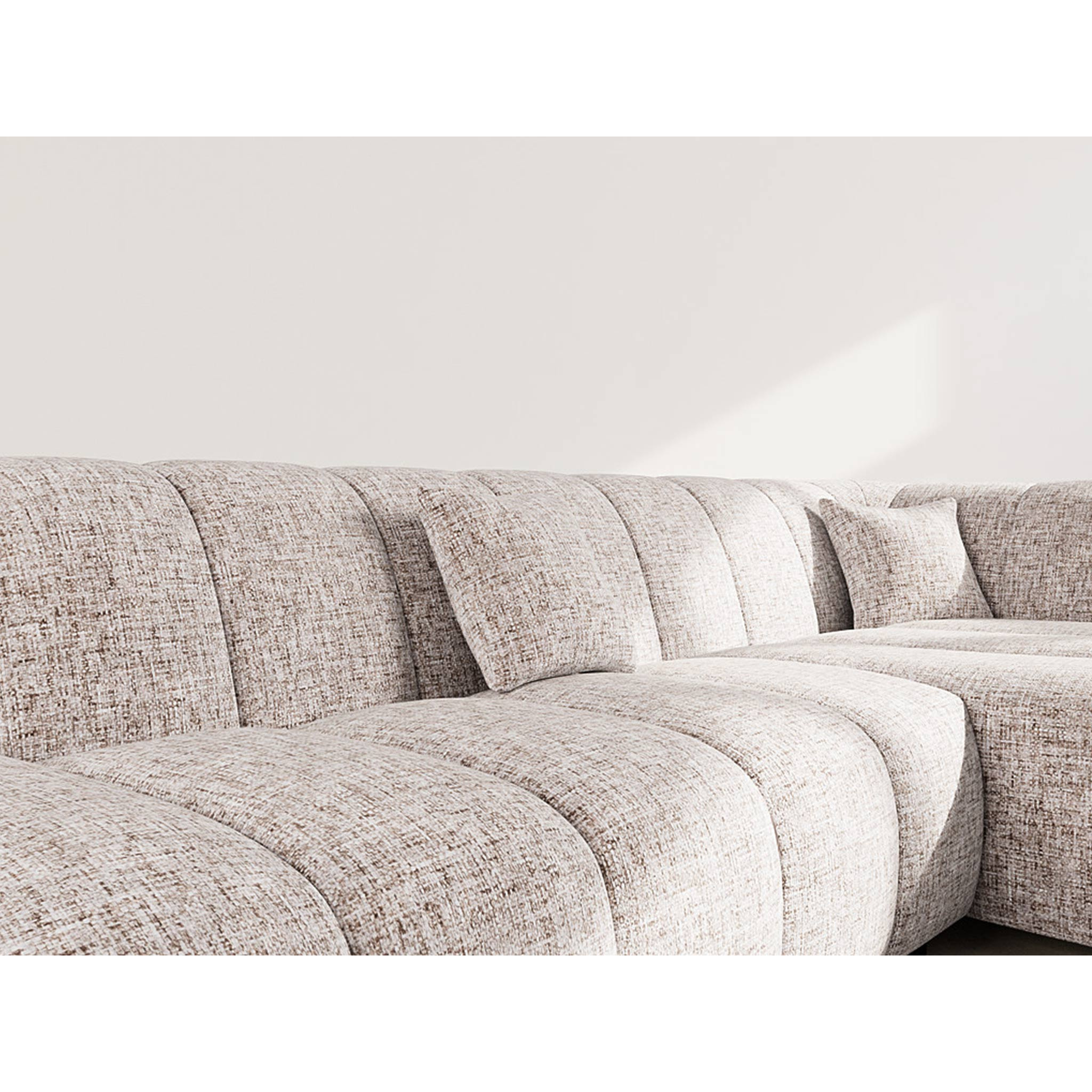 Curtis - canapé d'angle droit 4 places sans accoudoir en tissu texturé - Taupe