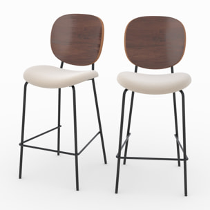 Lot de 2 chaises pour îlot central 65,5 cm en tissu beige - Simone