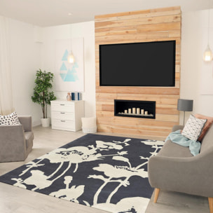 Tapis salon et chambre fait à la main en laine motif floral KAMA