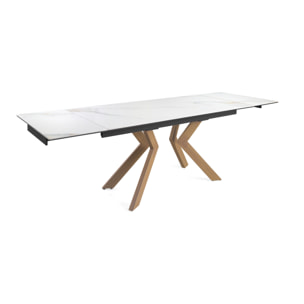 Mesa extensible de comedor – Porcelánico y nogal