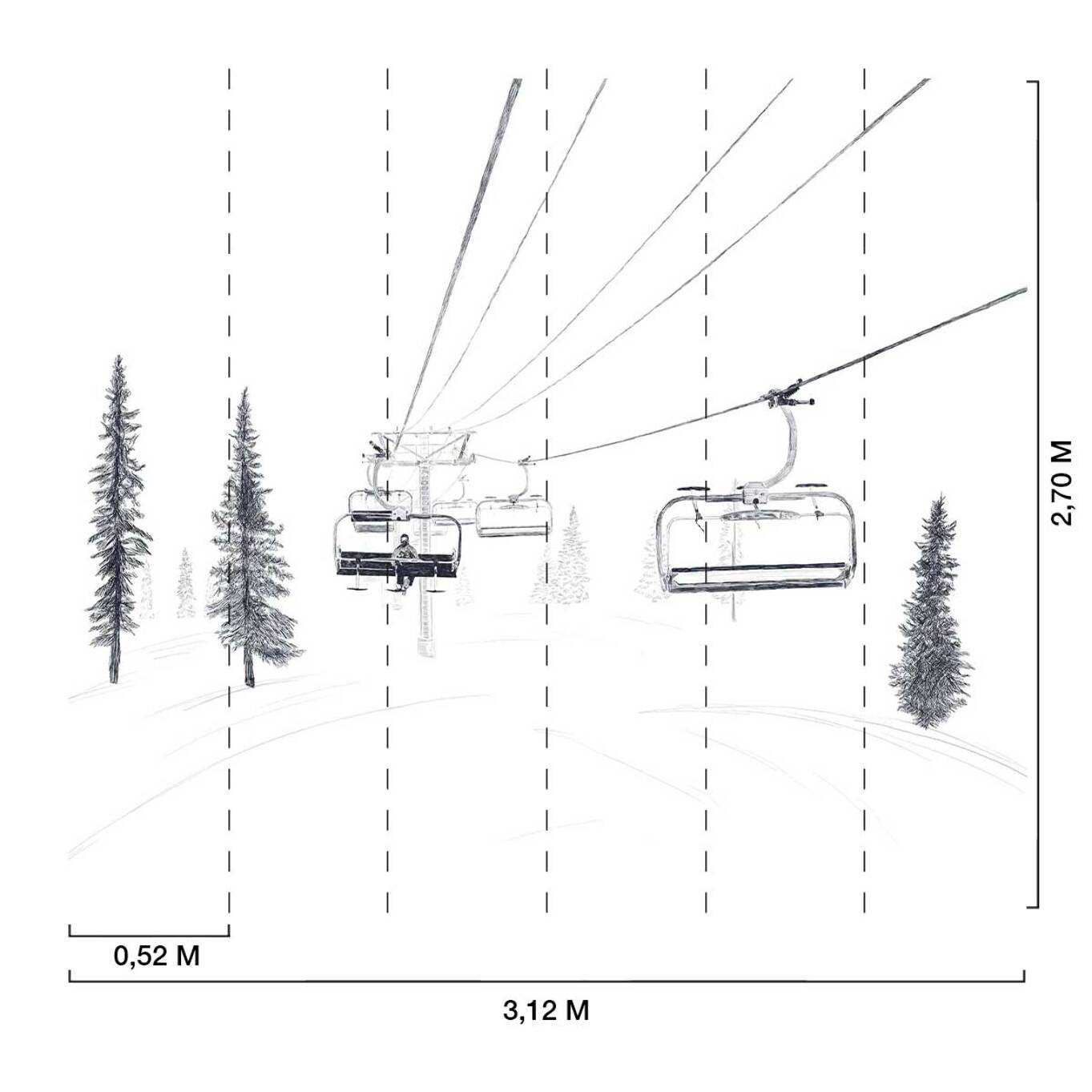 Papier peint télésiege Intissé
