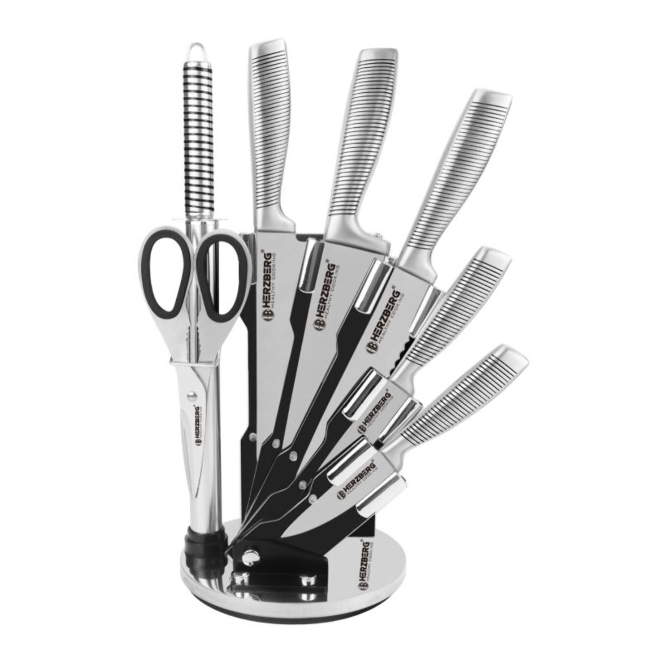 Set de couteaux 8 Pièces Noir Herzberg HGSKN8-BLK