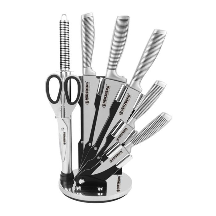 Set de couteaux 8 Pièces Noir Herzberg HGSKN8-BLK