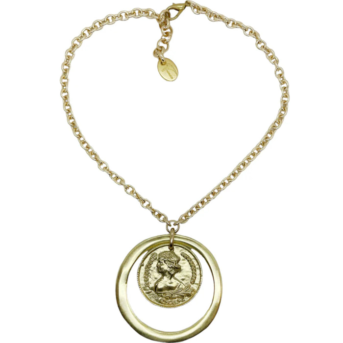 Collar Gd Coin con aro en dorado