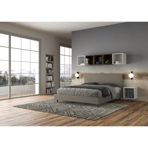 Cama sin somier acolchada 160x190 cuero sintético capuchino Naspy