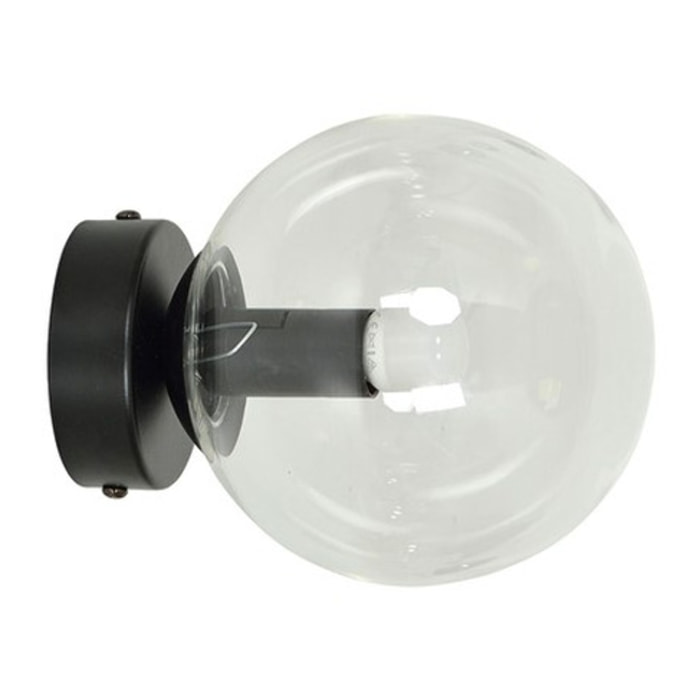 Lampada a parete ROSSI in acciaio nero e vetro