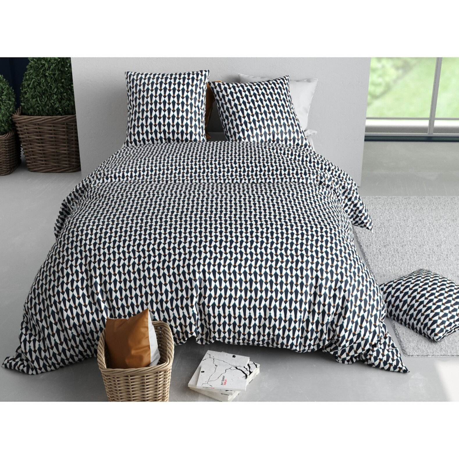Parure housse de couette coton Géo