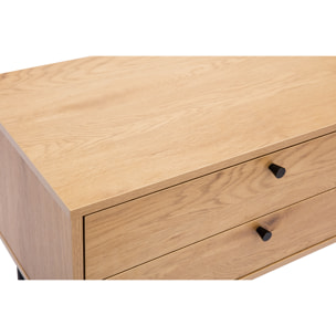 Meuble TV finition en bois clair chêne et métal noir L160 cm PERNELLE