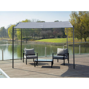 Pergola adossée inclinée en métal - 3 x 2.5 m - Gris