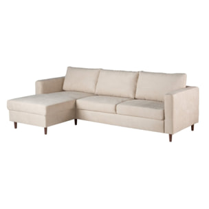 Canapé d'angle Vinson -textile, mousse pu, bois et panneau de particules-couleur beige 251 x 85 x 146 cm