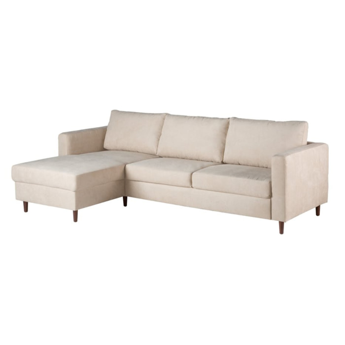 Canapé d'angle Vinson -textile, mousse pu, bois et panneau de particules-couleur beige 251 x 85 x 146 cm