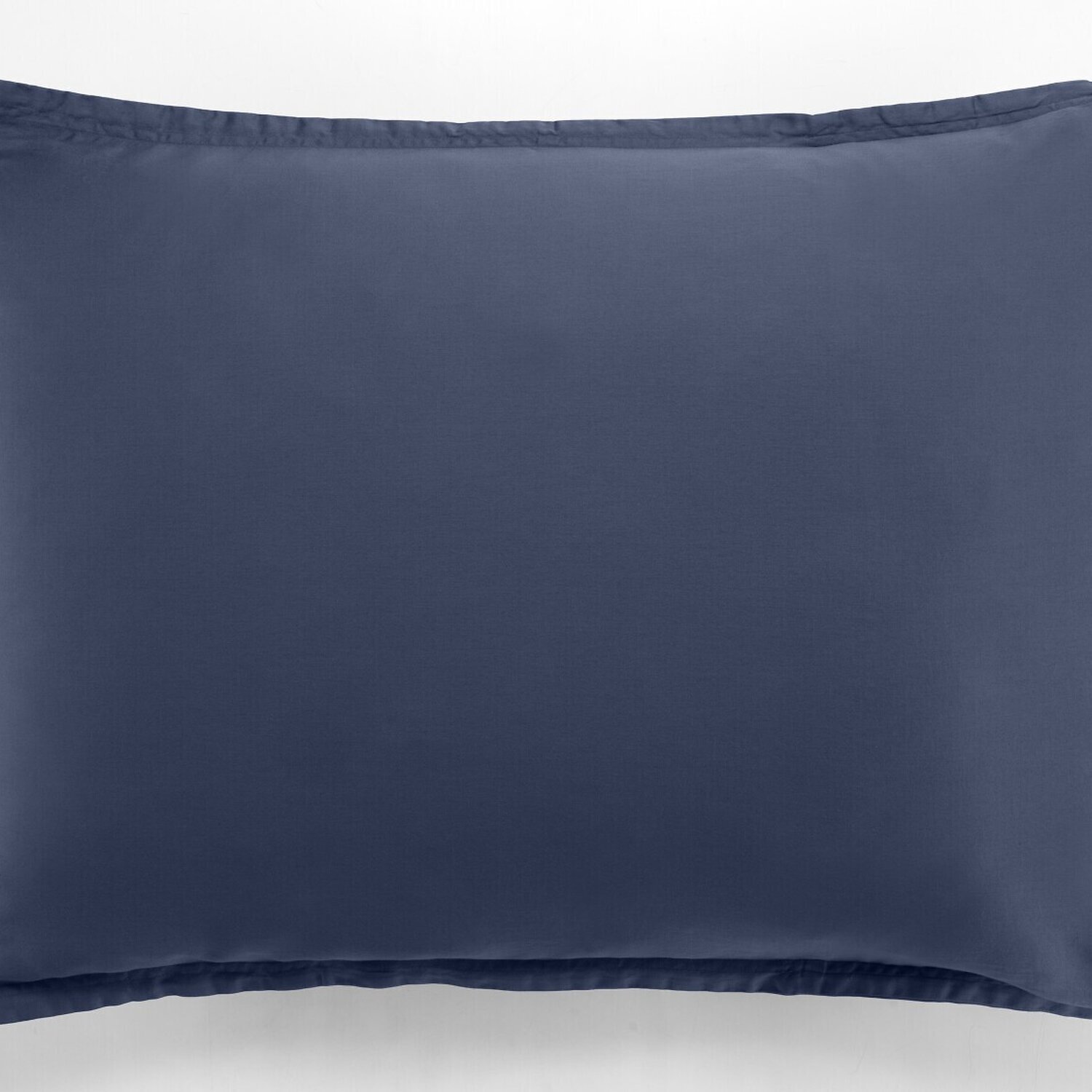 Paire de taies d'oreiller 100% satin de coton lavé 105 fils bleu marine