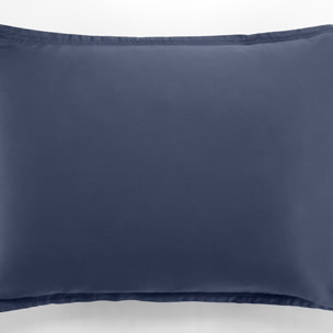 Paire de taies d'oreiller 100% satin de coton lavé 105 fils bleu marine