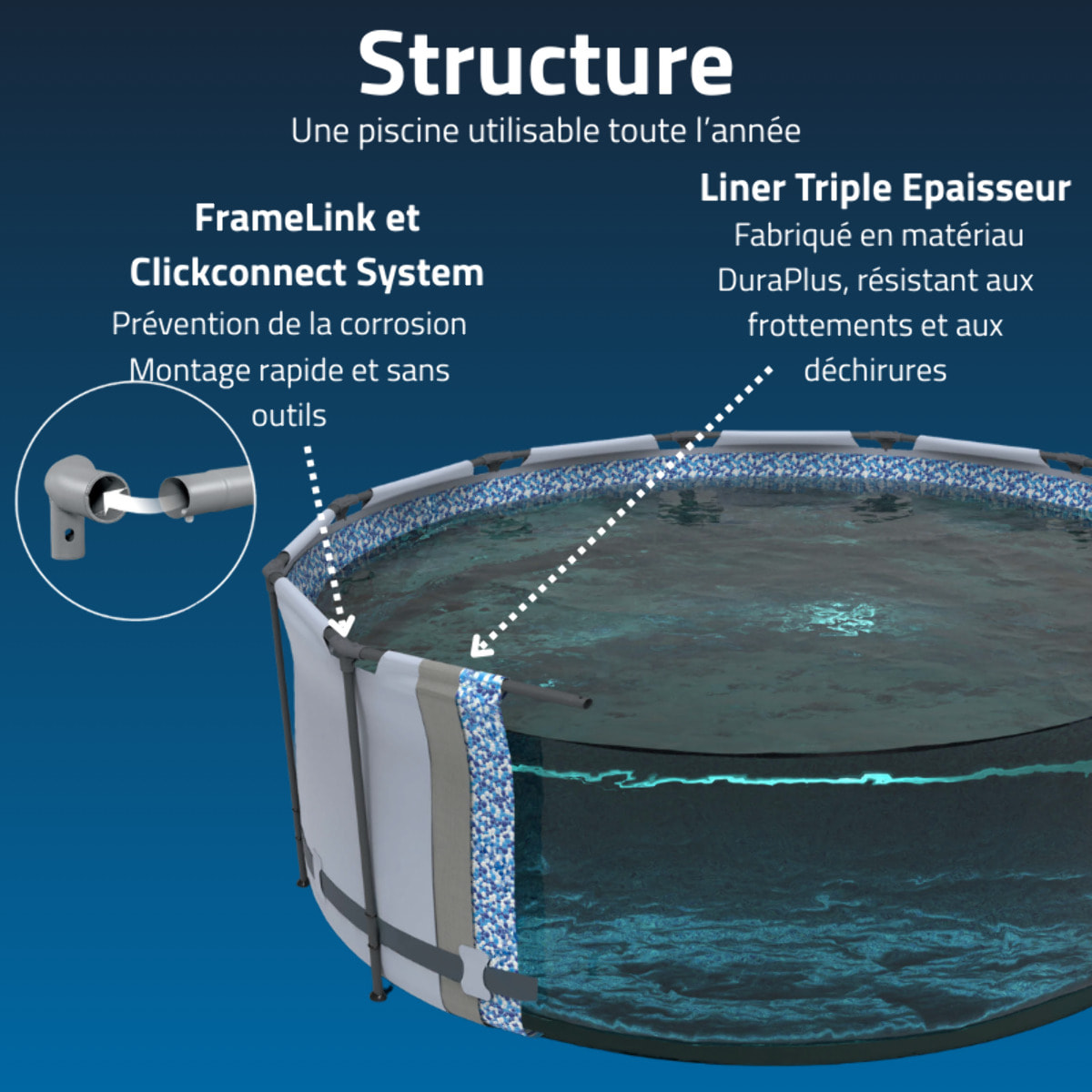 Bestway Piscine hors sol tubulaire ronde Bestway Steel Pro Max 457 x 122 cm gris clair sans accessoires