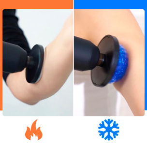 Pistola de masaje fascia MD-XY-10 con 3 programas y 6 velocidades. Incluye cabezal térmico, cabezal de frío, 4 cabezales de masaje y mango alargador.