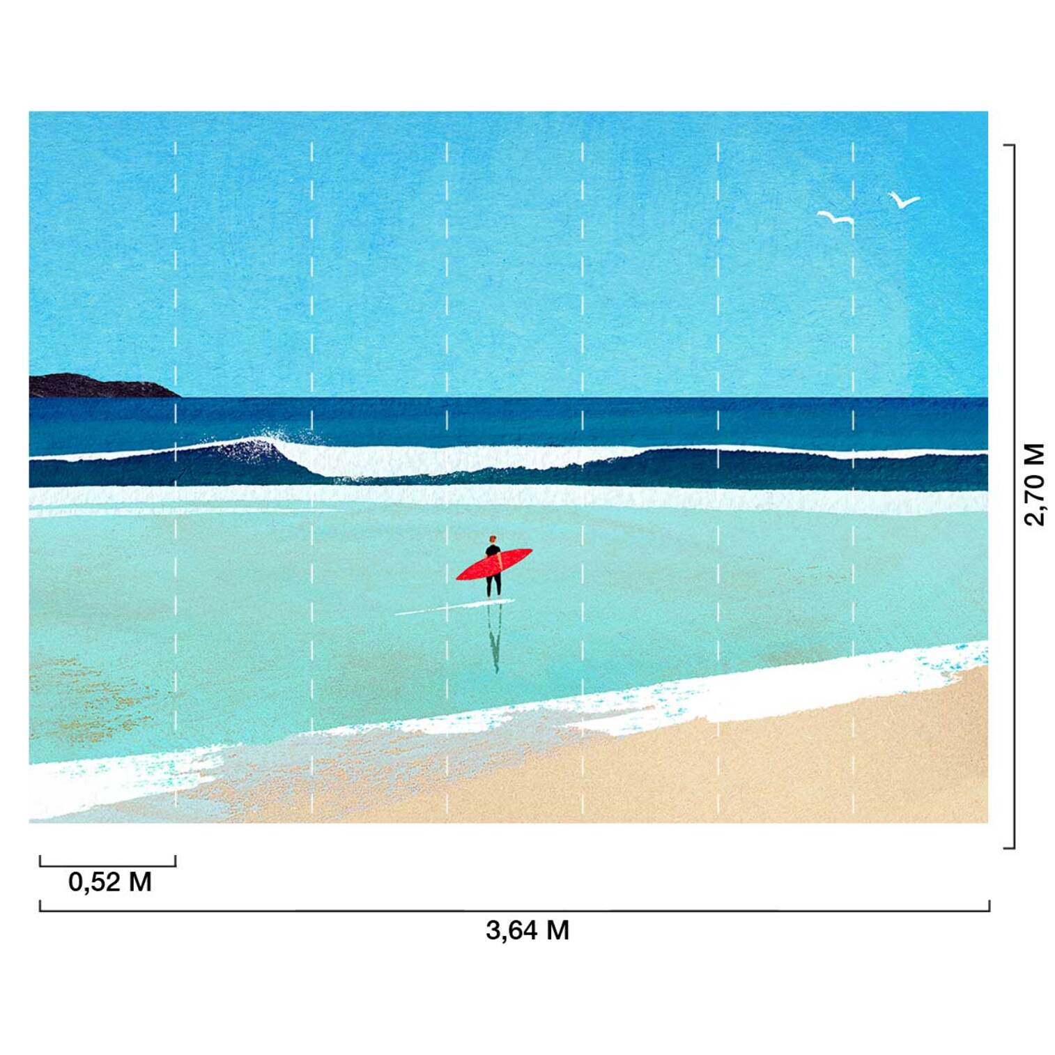 Papier peint panoramique surf au matin Intissé