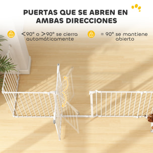Barrera para Perros Plegable, 366x75 cm, Valla para Mascotas de 6 Paneles, Puerta con Cierre Doble, Barrera de Seguridad para Niños, Perros Pequeños y Medianos, para Escalera, Pasillo, Blanco