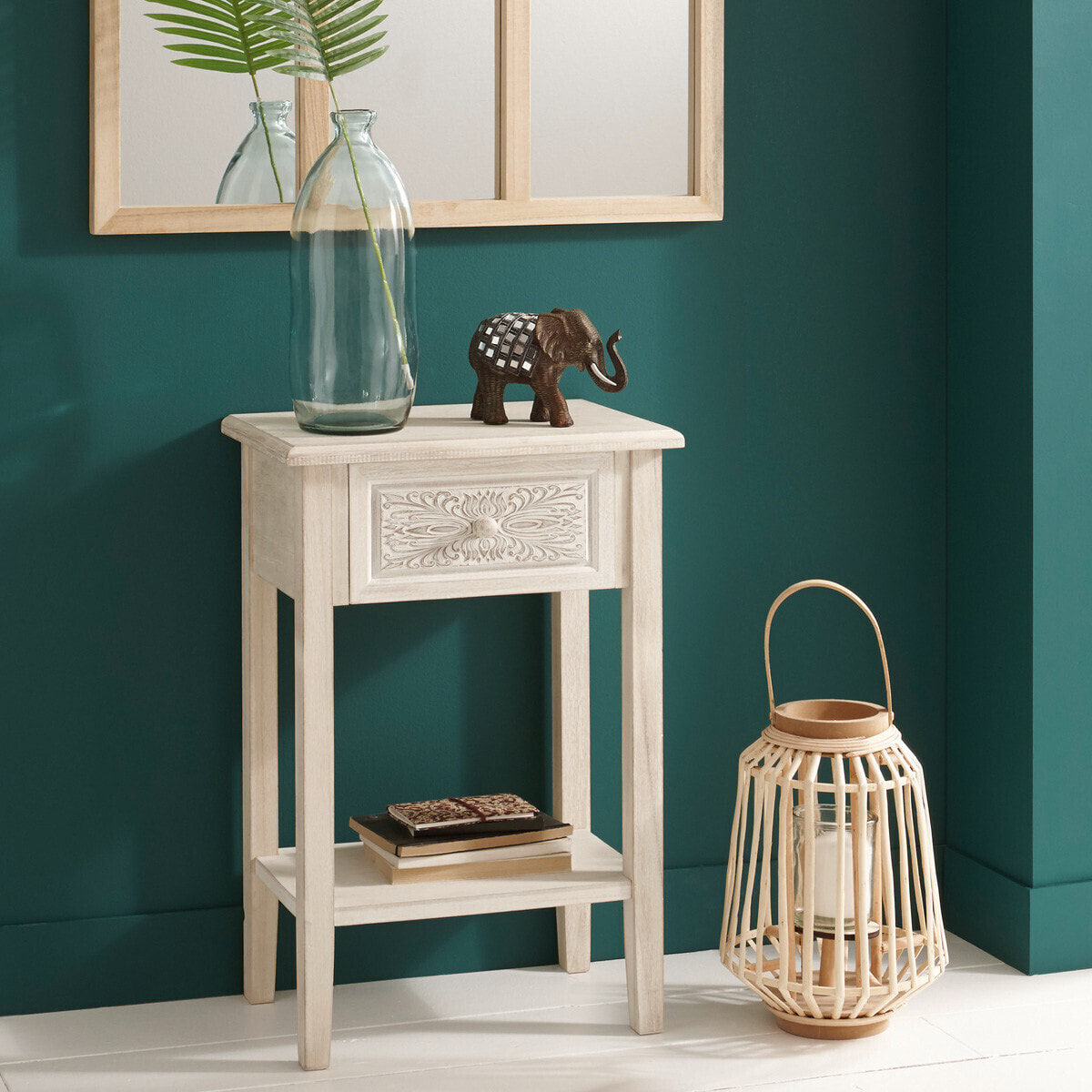Table de chevet "Hina" blanc H67,5cm