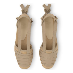 Alpargata plana embetada Glen en algodón con cintas y suela de cuerolite