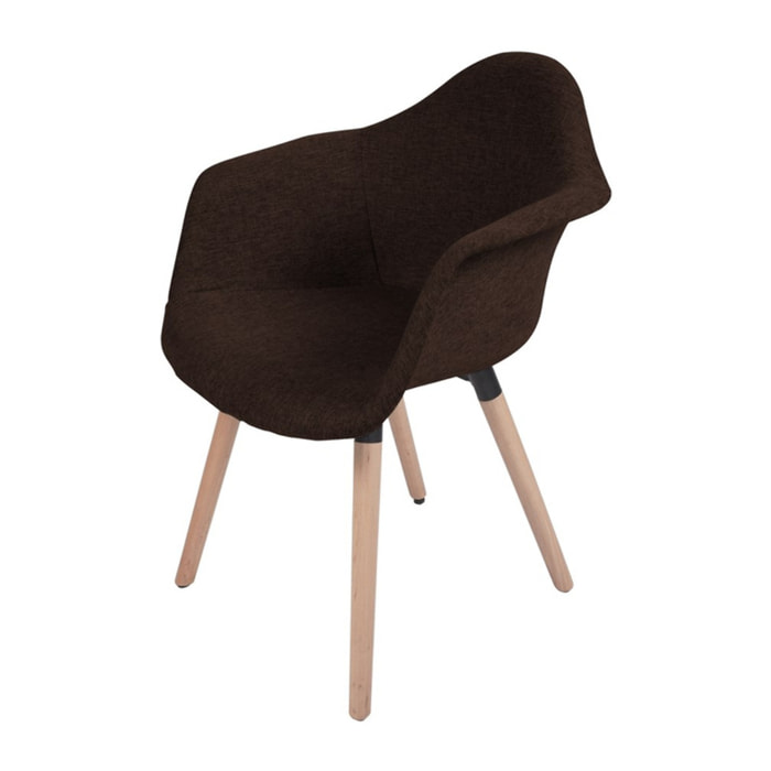 Set di 2 Poltroncine Winston in Tessuto Marrone e Legno