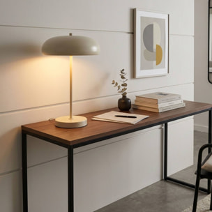 Lámpara de mesa metálica Blanco roto 25x40cm de diseño moderno con doble casquillo E14
