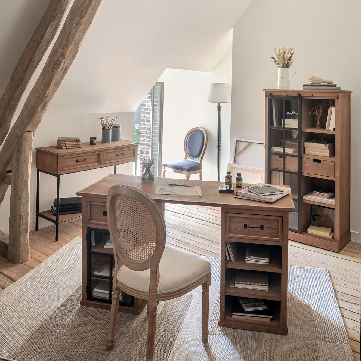 Bibliothèque "Danik" - bois & verre trempé