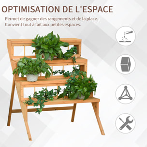 Étagère échelle à fleurs en bois - porte plante bois 4 étagères - bois sapin pré-huilé