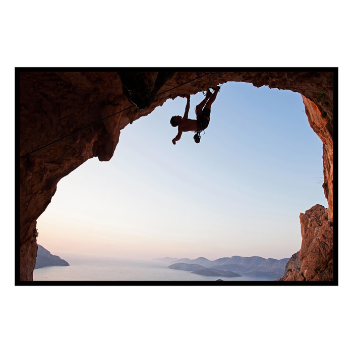 Affiche encadrée escalade en falaise Affiche + cadre en métal - Noir
