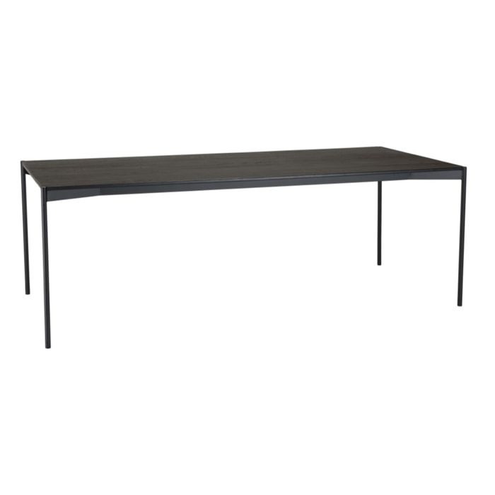 DALY - Table à manger rectangulaire noire 220x100cm piètement métal