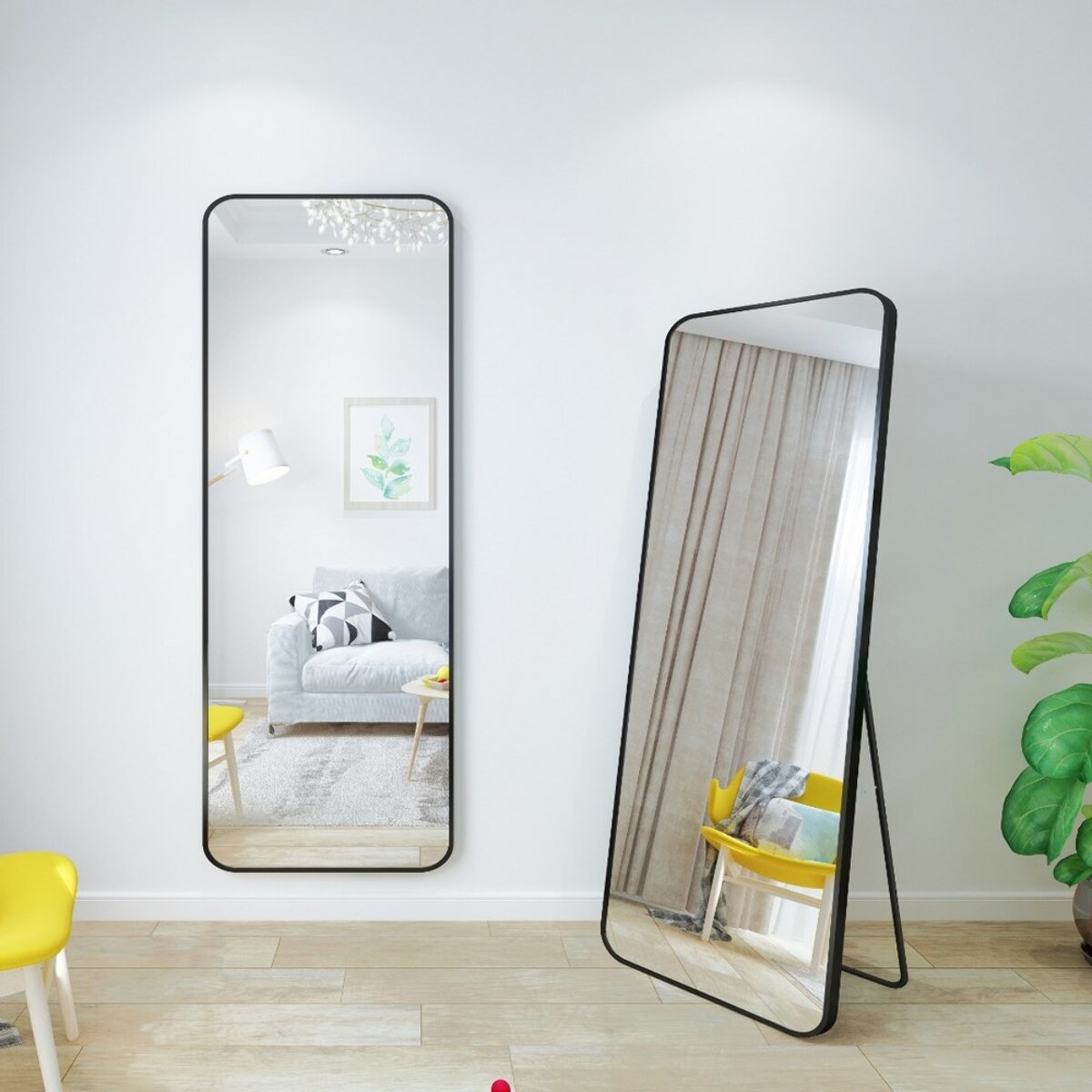 Specchio da terra o parete 50x160 cm con telaio nero moderno - Vichy