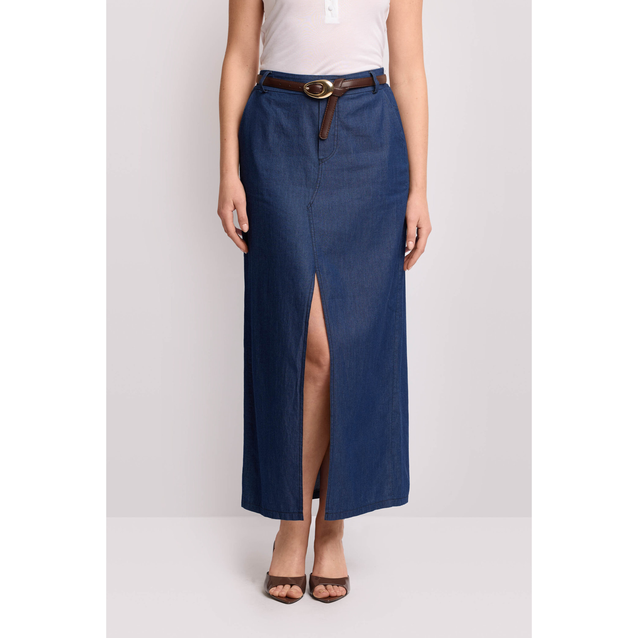 Kocca - Gonna lunga in denim di cotone Donna, Tinta unita