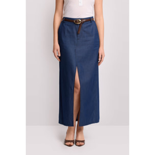 Kocca - Gonna lunga in denim di cotone Donna, Tinta unita