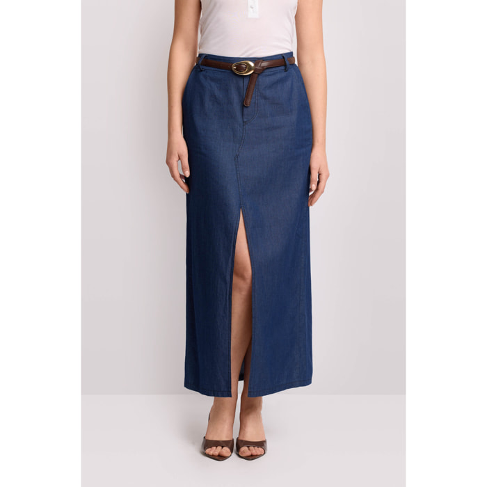 Kocca - Gonna lunga in denim di cotone Donna, Tinta unita