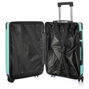 DAM Valigia grande volume trolley rigida ultraleggera, in ABS ad alta resistenza con angoli rinforzati. Chiusura numerica e 4 ruote doppie estraibili e girevoli a 360°. 52x31x78 Cm. Colore: Verde Acqua