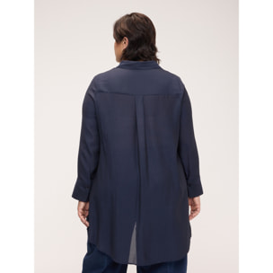 Fiorella Rubino - Camicia in georgette con drappeggio a doppio strato - Blu