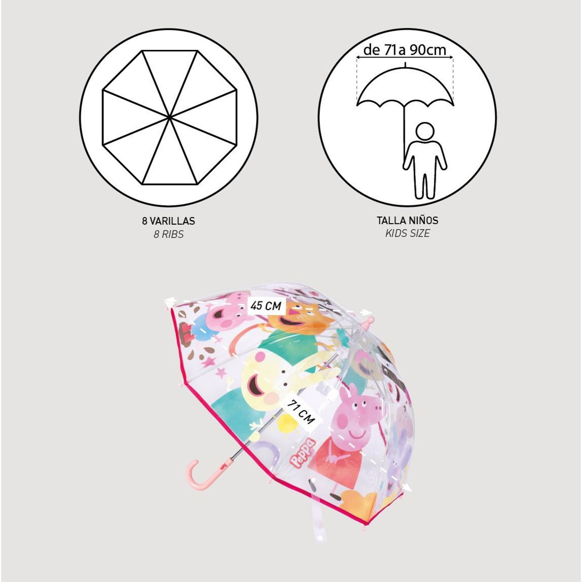 Paraguas Manual Poe Burbuja Peppa Pig Multicolor