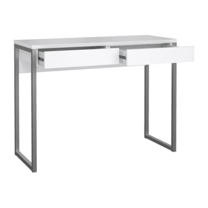 Scrivania Anavi, Scrittoio multiuso, Tavolo per ufficio porta PC, Piano di lavoro, 101x40 h77 cm, Bianco lucido