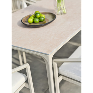 TIGUA - Ensemble repas jardin 6 places Céramique sur verre - Grège