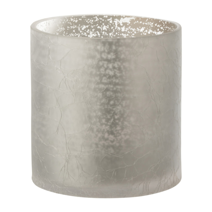 J-Line photophore Cylindrique Craquele - verre - gris - medium