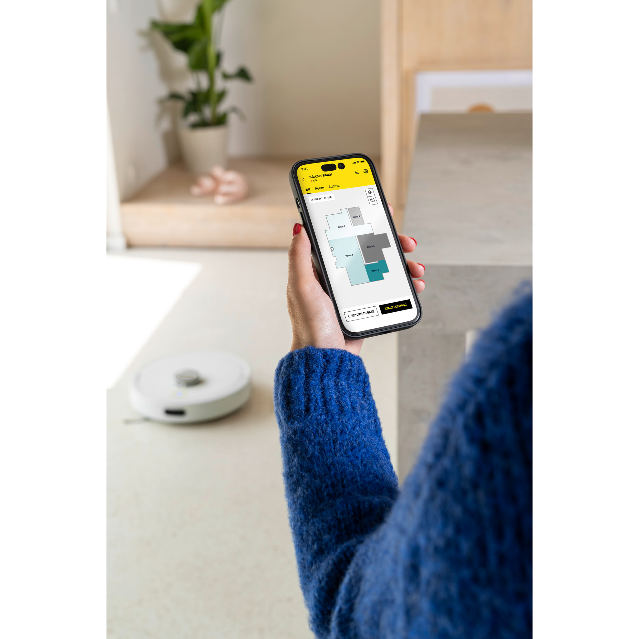 Aspirateur robot laveur KARCHER RVC 3 - 15000 PA - connecté - navigation lidar - 130 min