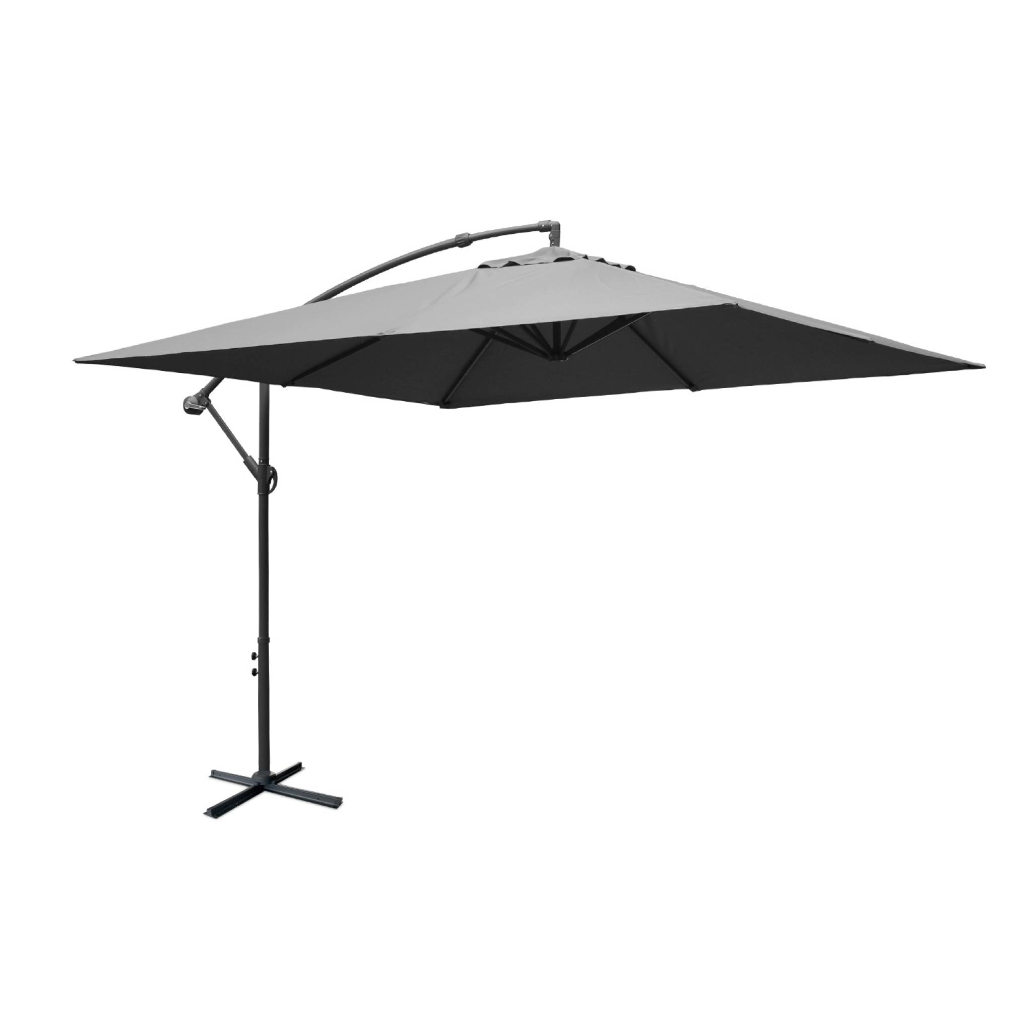 Parasol déporté carré 3x3m - Hardelot 3x3m - Gris - Manivelle anti-retour | Toile déperlante | Facile à utiliser