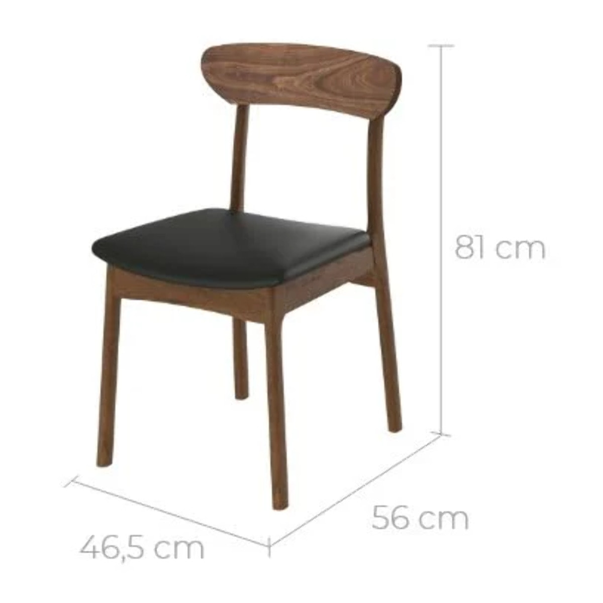 Lot de 2 chaises en cuir synthétique noir et bois foncé - Lana