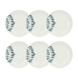 Lot de 6 assiettes creuses motif marin en porcelaine 20cm PESCARE