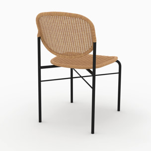 Lot de 2 chaises en résine tressée naturelle et pieds en métal - Messa