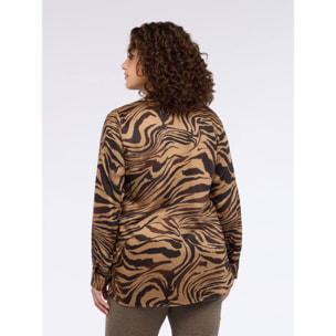Fiorella Rubino - Camisa con estampado de cebra en raso - Marrón