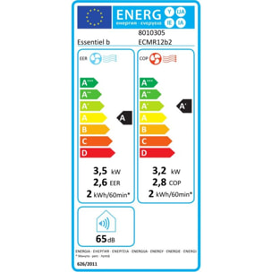 Climatiseur réversible ESSENTIELB ECMR12b  R290